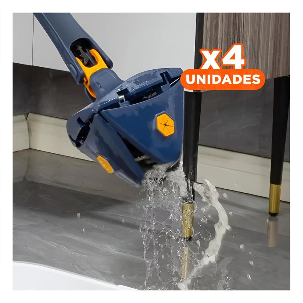 Pack4 Mopa Profesional Giratoria 360 con Sistema de Exprimido Azul para Hogar Y Regalo Sticker