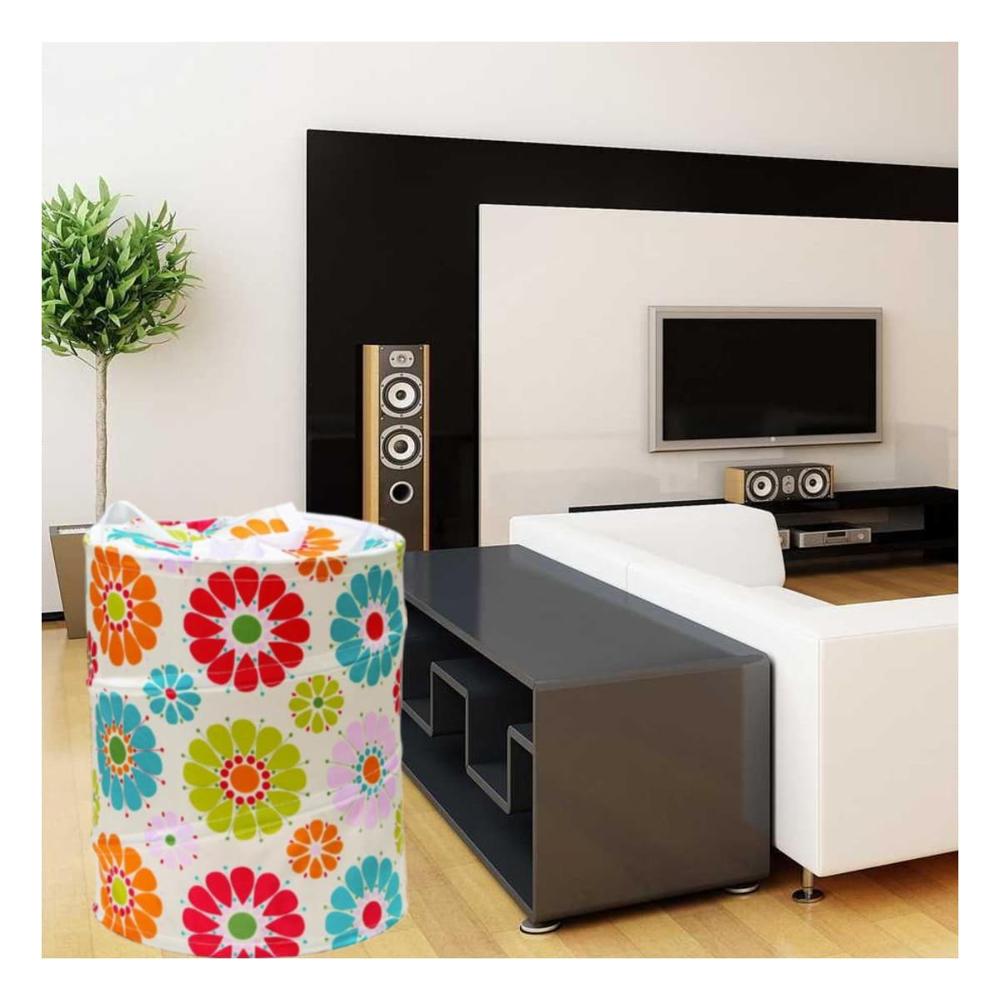 Cesta Impermeable para Guardar Ropa con Flores de Colores 50x42cm Blanco
