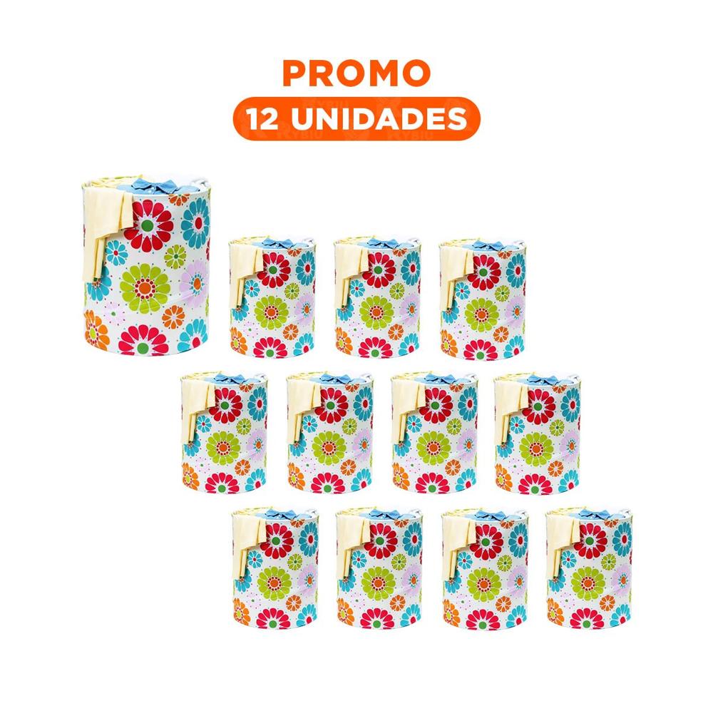 Pack12 Contenedor con Flores de Colores 50x42cm Blanco