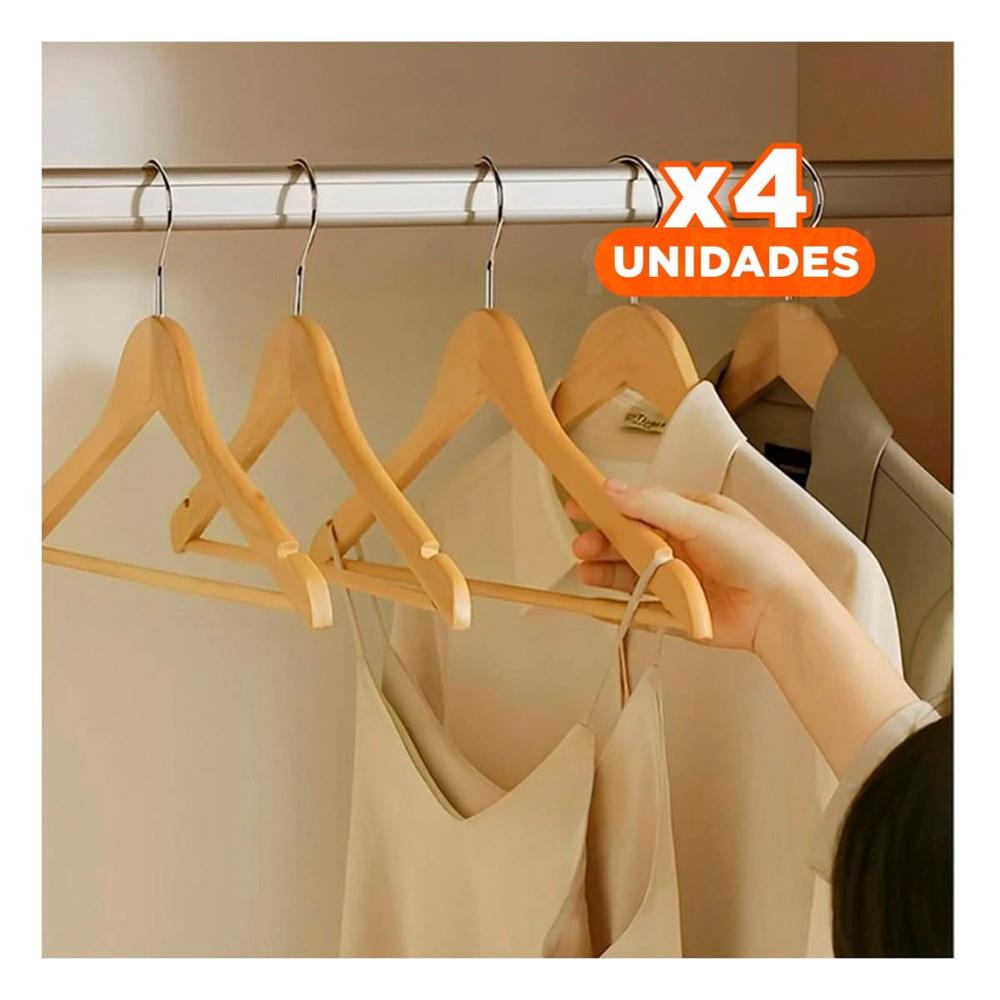 Pack4 Elemento para Prendas de Madera Color Mostaza 3 Piezas Hogar Y Papel Regalo
