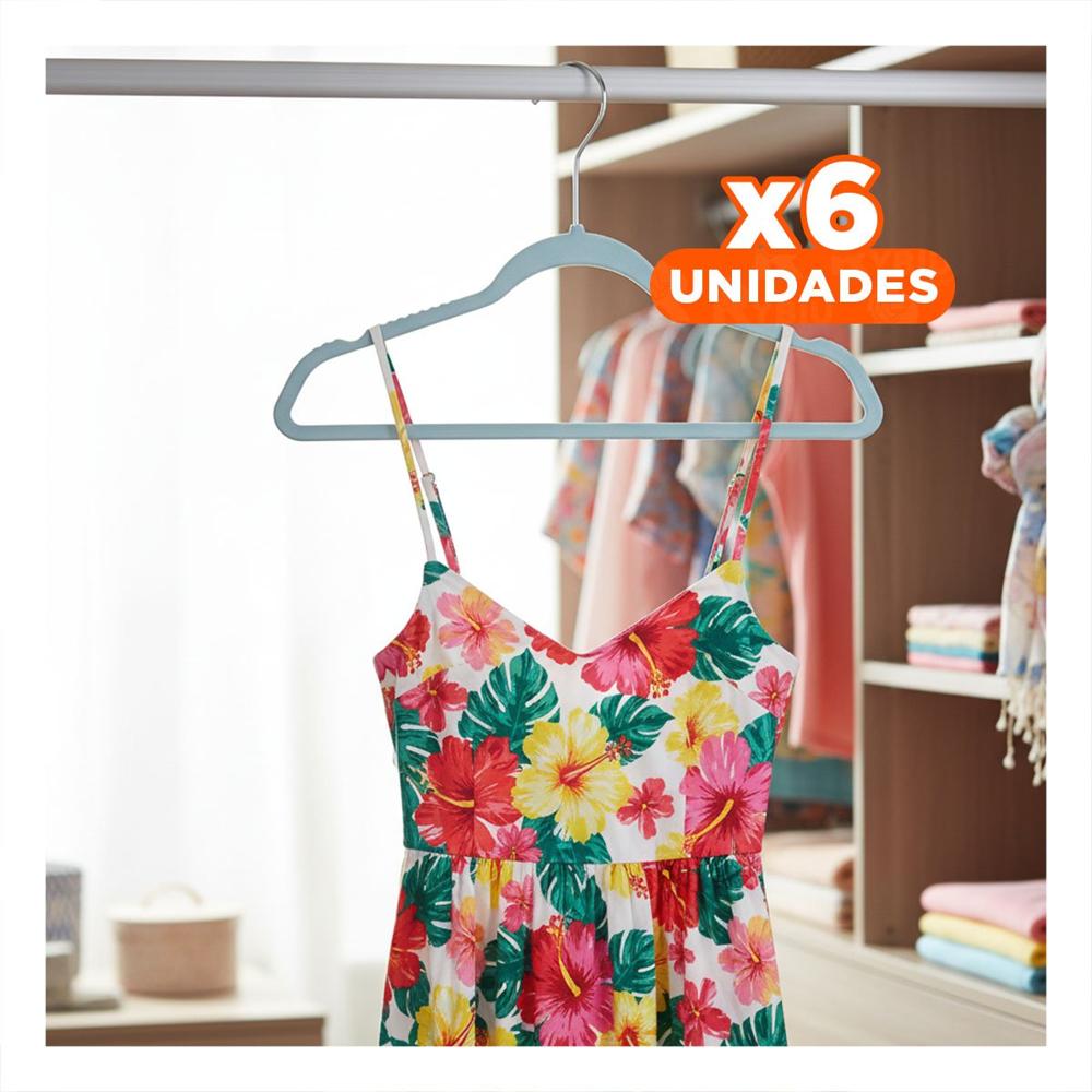 Pack6 Percha para Colgar Vestidos y Uniformes Infantiles 10 Piezas 29x19cm Celeste