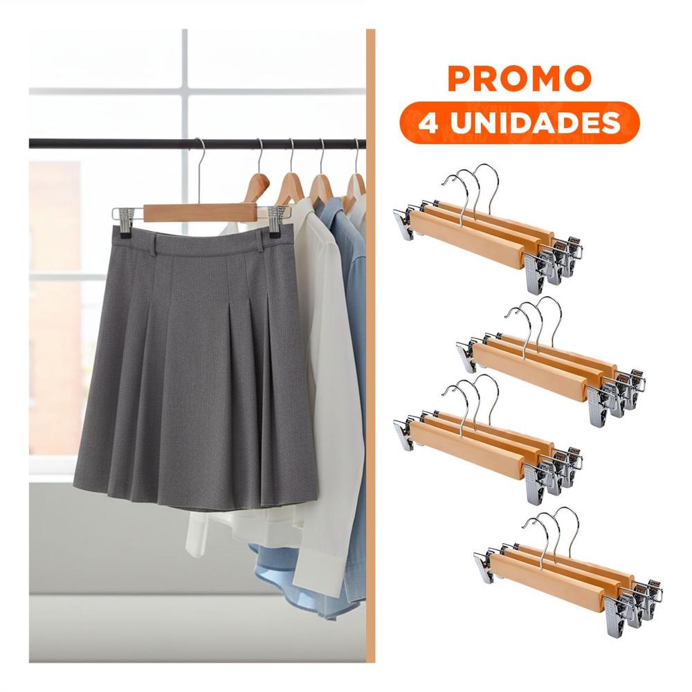 Pack4 Portaropa para Exhibir Vestidos Infantiles 2 Ganchos de Metal 33cm Mostaza