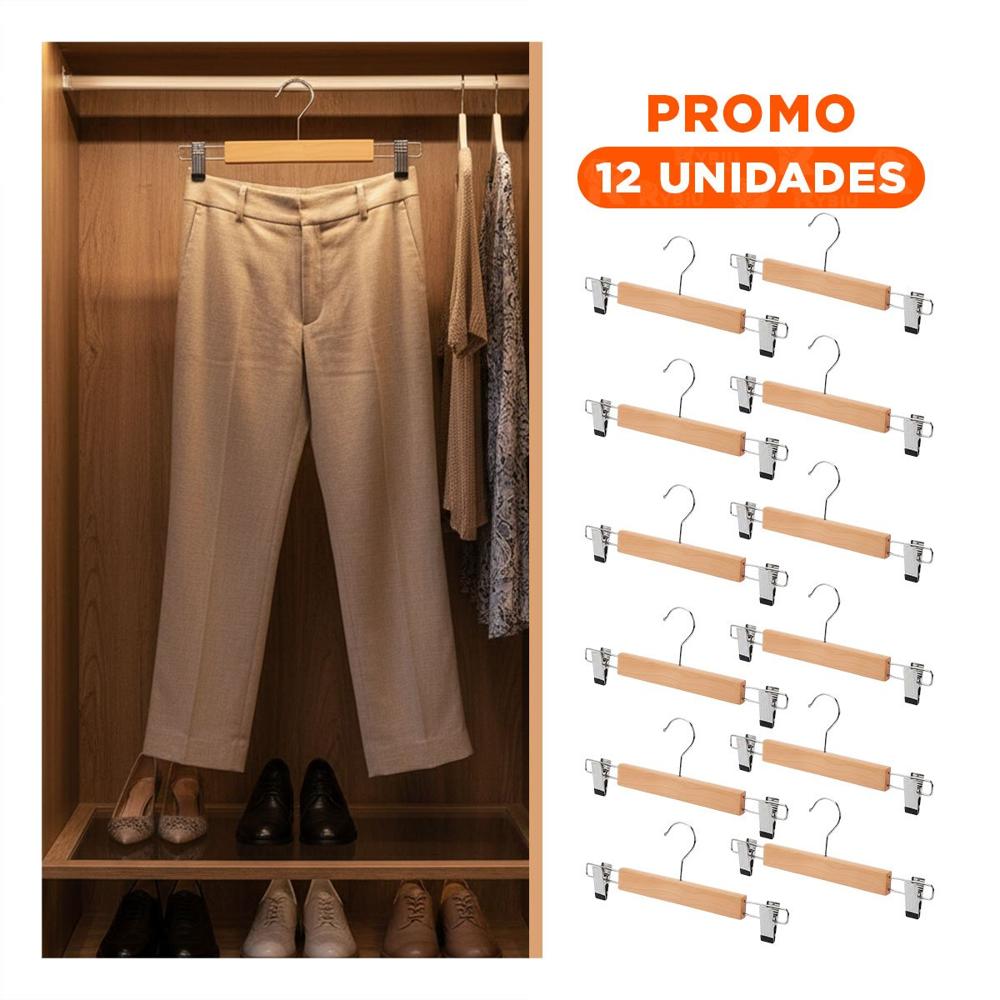 Pack12 Clip para Optimizar Closet Infantil 2 Ganchos de Metal 33cm Mostaza