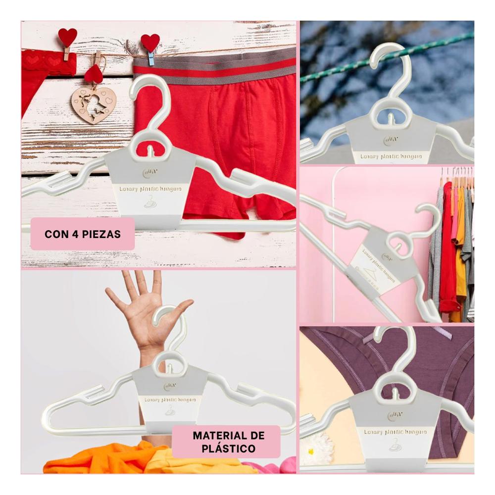 Soporte Plastico Blanco con Circulo Integrado de 4 Piezas para Ropa Y Ligas Regalo