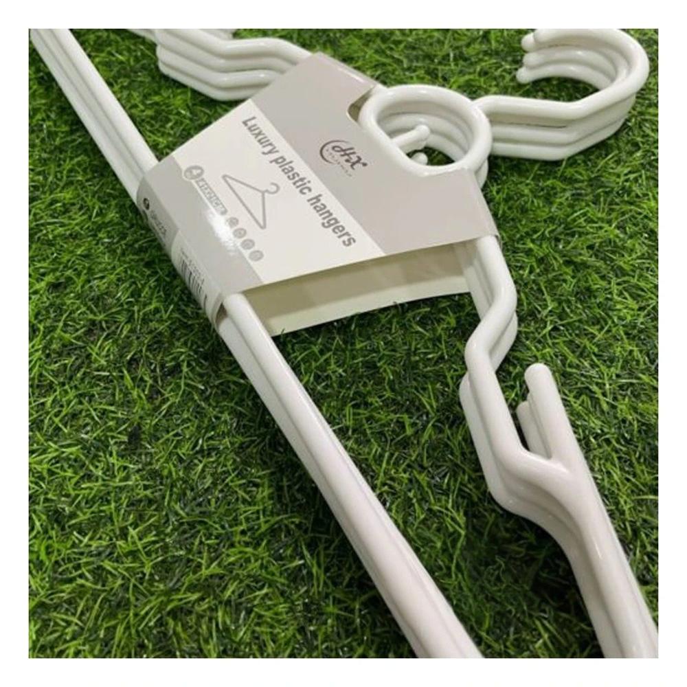 Gancho Plastico Blanco con Circulo en Medio de 4 Piezas para Prendas Y Papel Regalo