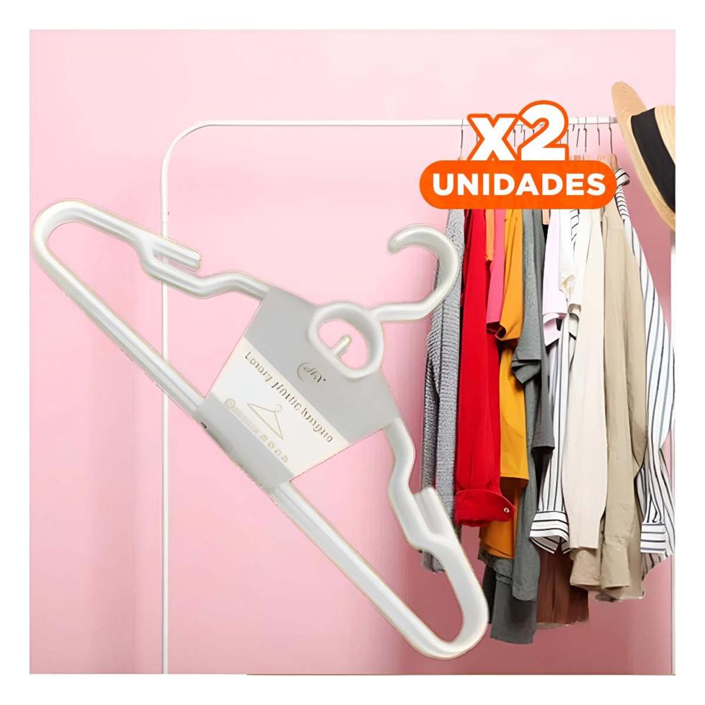 Pack2 Colgador Blanco de Plastico con Circulo Central de 4 Piezas para Organizar Ropa
