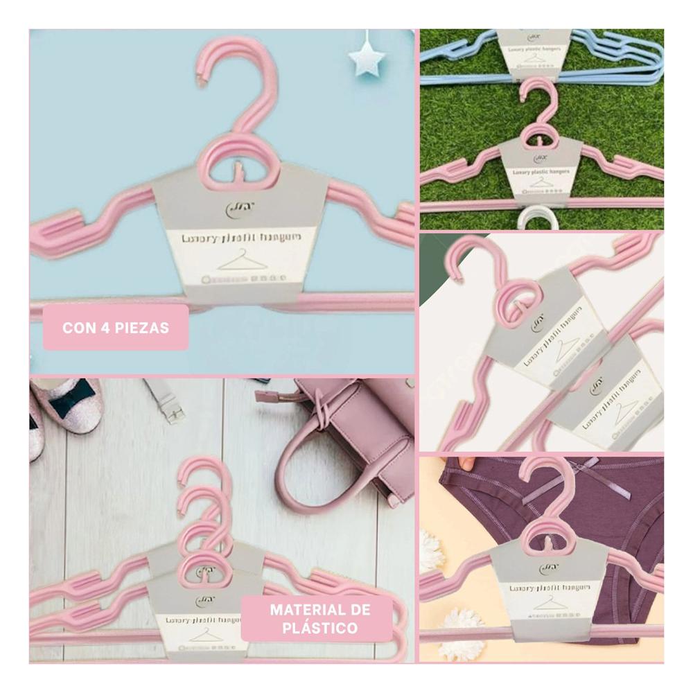 Soporte de Ropa de Plastico Rosado Circulo en Medio de 4 Piezas Uso Diario Y Ligas Regalo