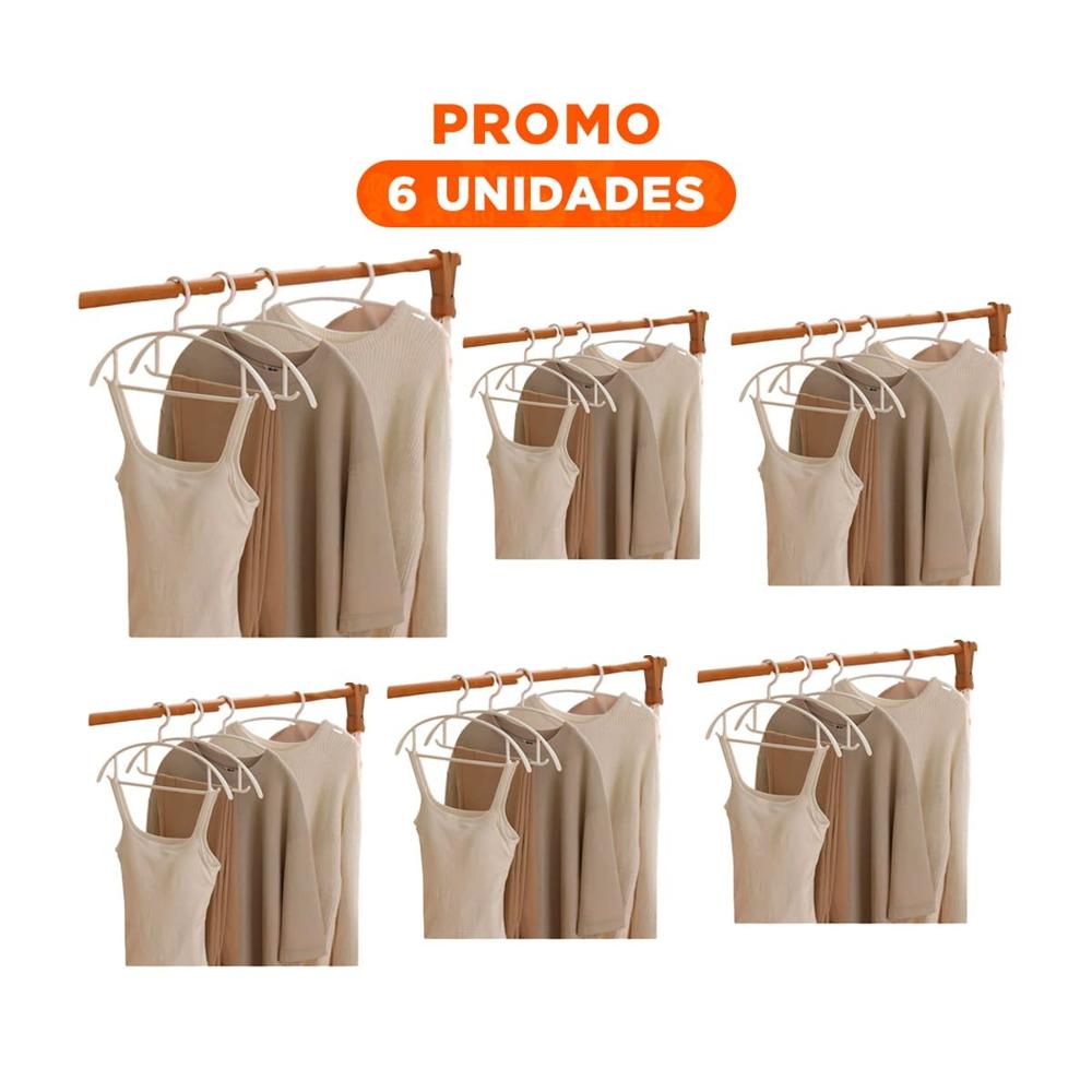 Pack6 Soporte Liviano de Plastico Blanco Media Luna de 4 Piezas para Prendas Y Regalo Sticker