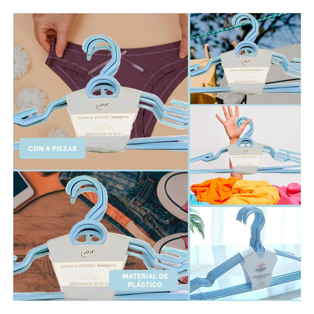 Soporte de Ropa de Plastico Celeste Circulo en Medio de 4 Piezas Uso Diario Y Ligas Regalo