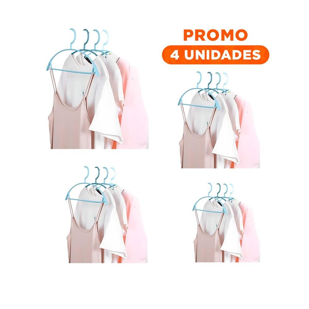 Pack4 Sujetador Clasico de Plastico Celeste Circulo en Centro de 4 Piezas Prendas