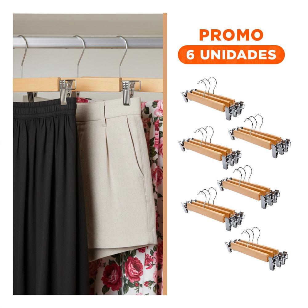 Pack6 Rackito para Colgar Vestidos Infantiles 2 Ganchos de Metal 33cm Mostaza Y Regalo Sticker