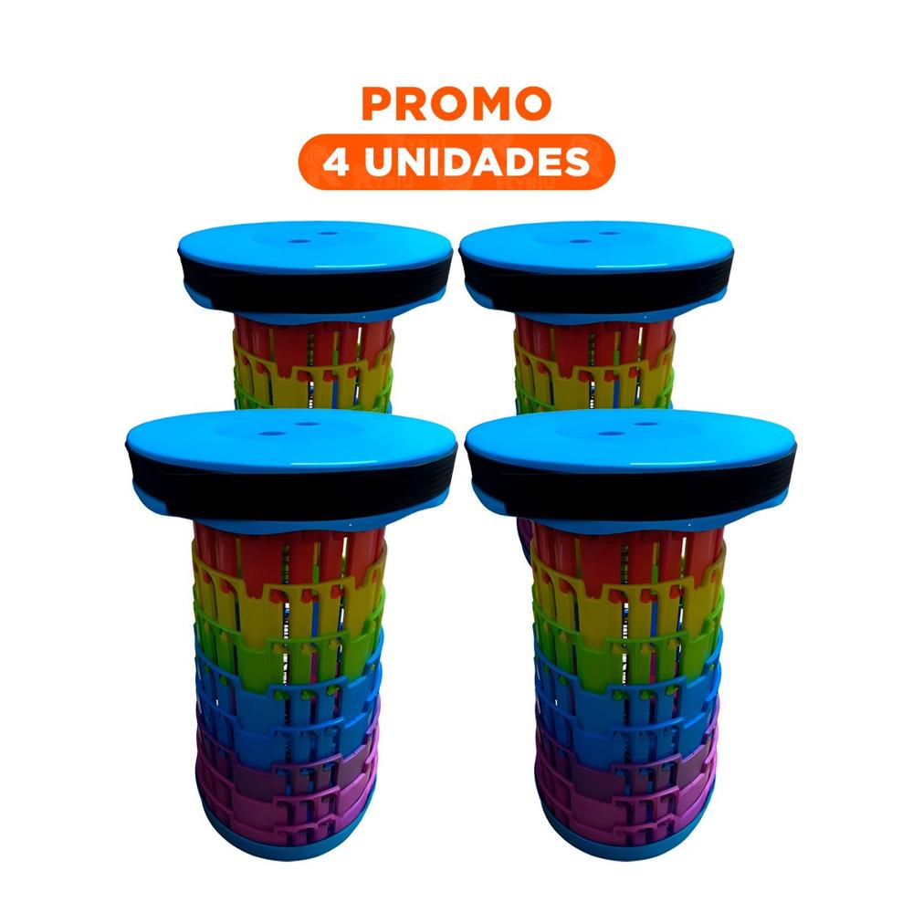 Pack4 Asiento Plegable Funcional para Interior y Exterior Azul Multicolor