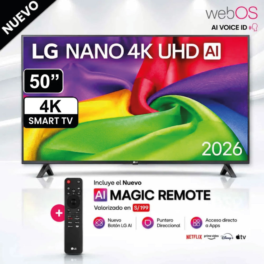 Televisor LG 50NU800BPSC 50 Pulg Nano 4K UHD AI Smart TV 2026
