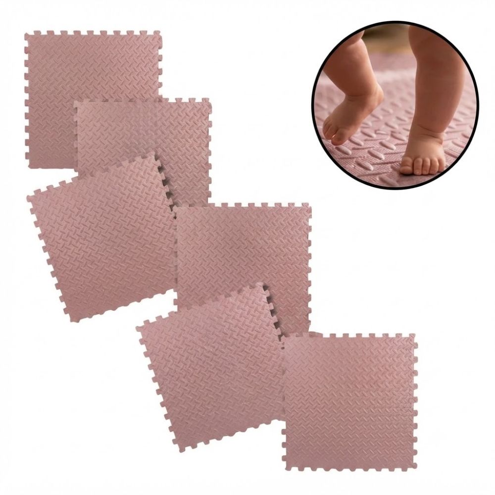 Piso de Goma Eva para Bebé Rosado Pack de 6 Piezas 60 x 60 cm Grosor 2.5 cm