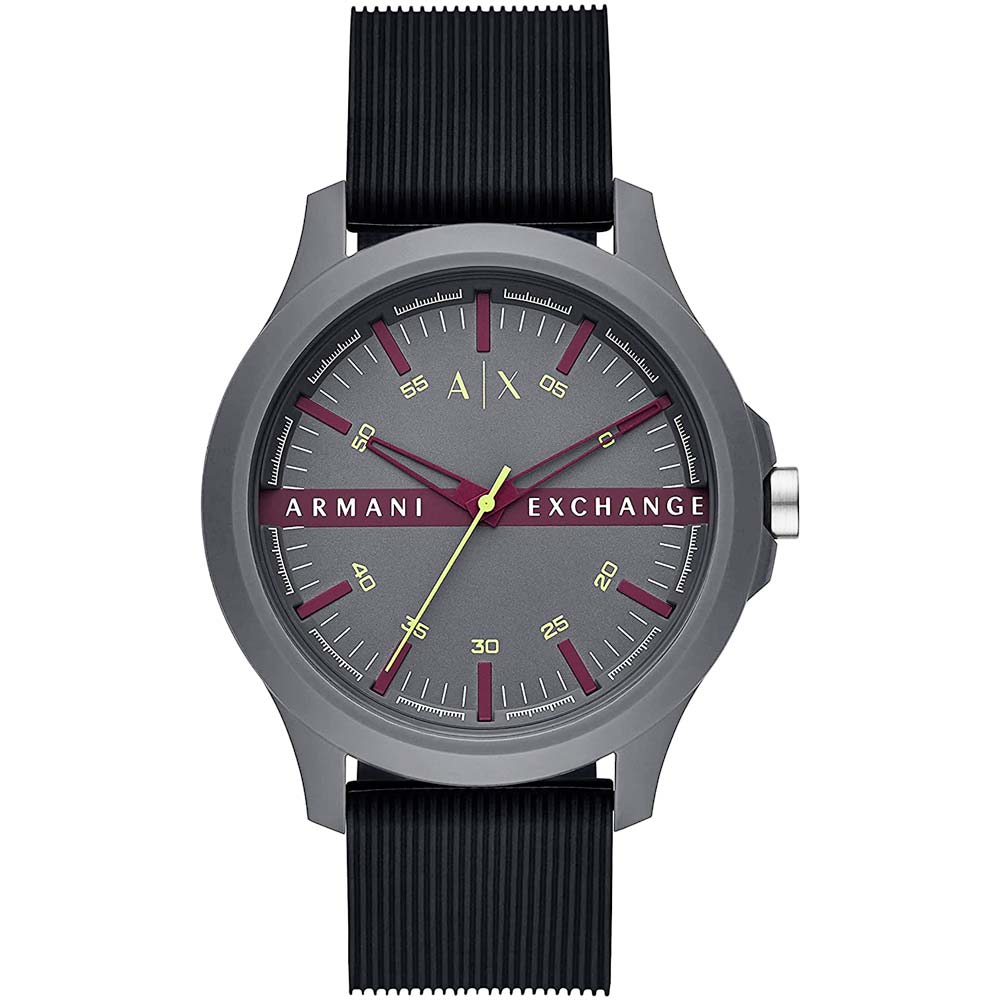 Reloj Armani Exchange Hampton AX2425 Correa de Silicona Negro Dial Gris