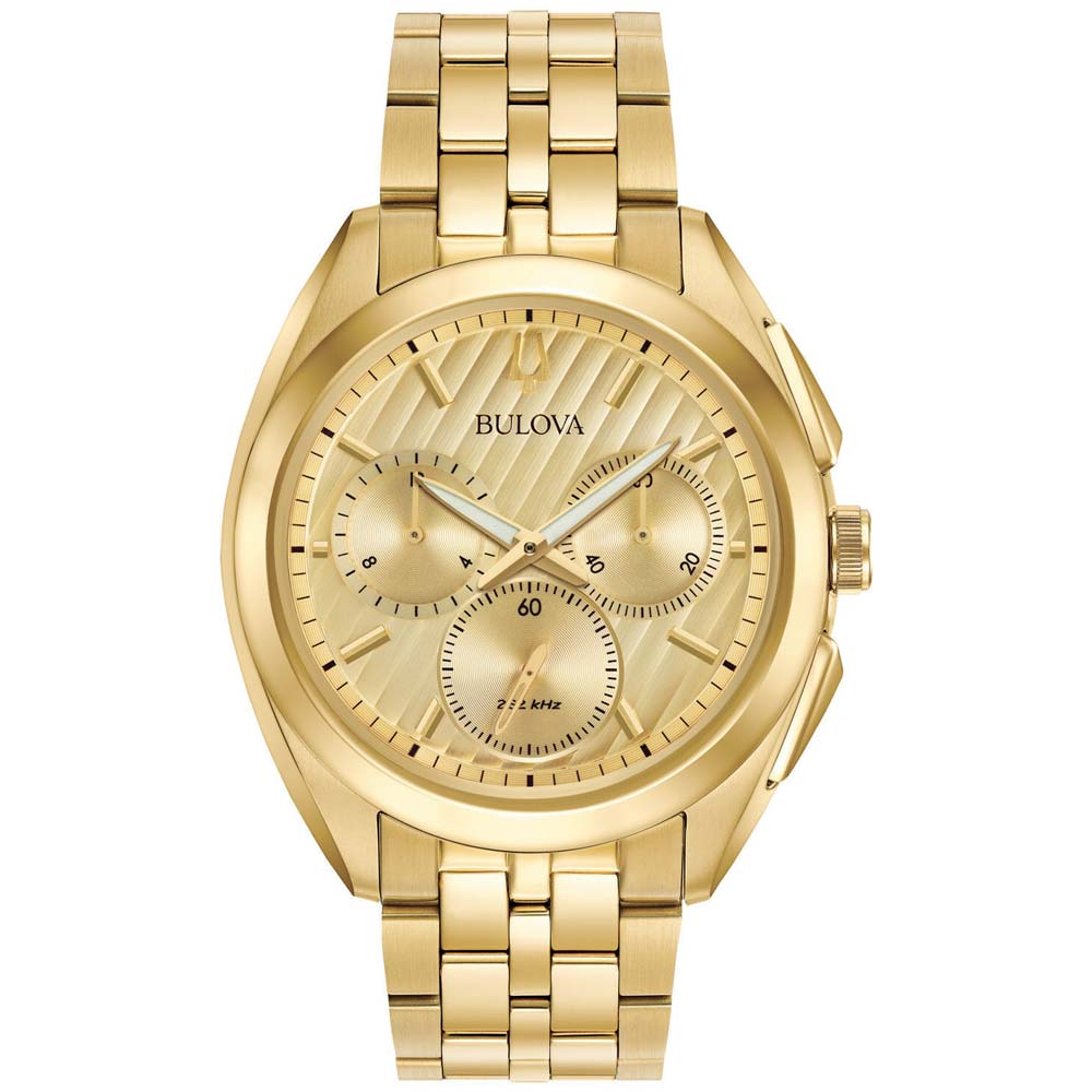 Reloj Bulova Curv 97A125 UHF Cristal de Zafiro Acero Inoxidable Dorado