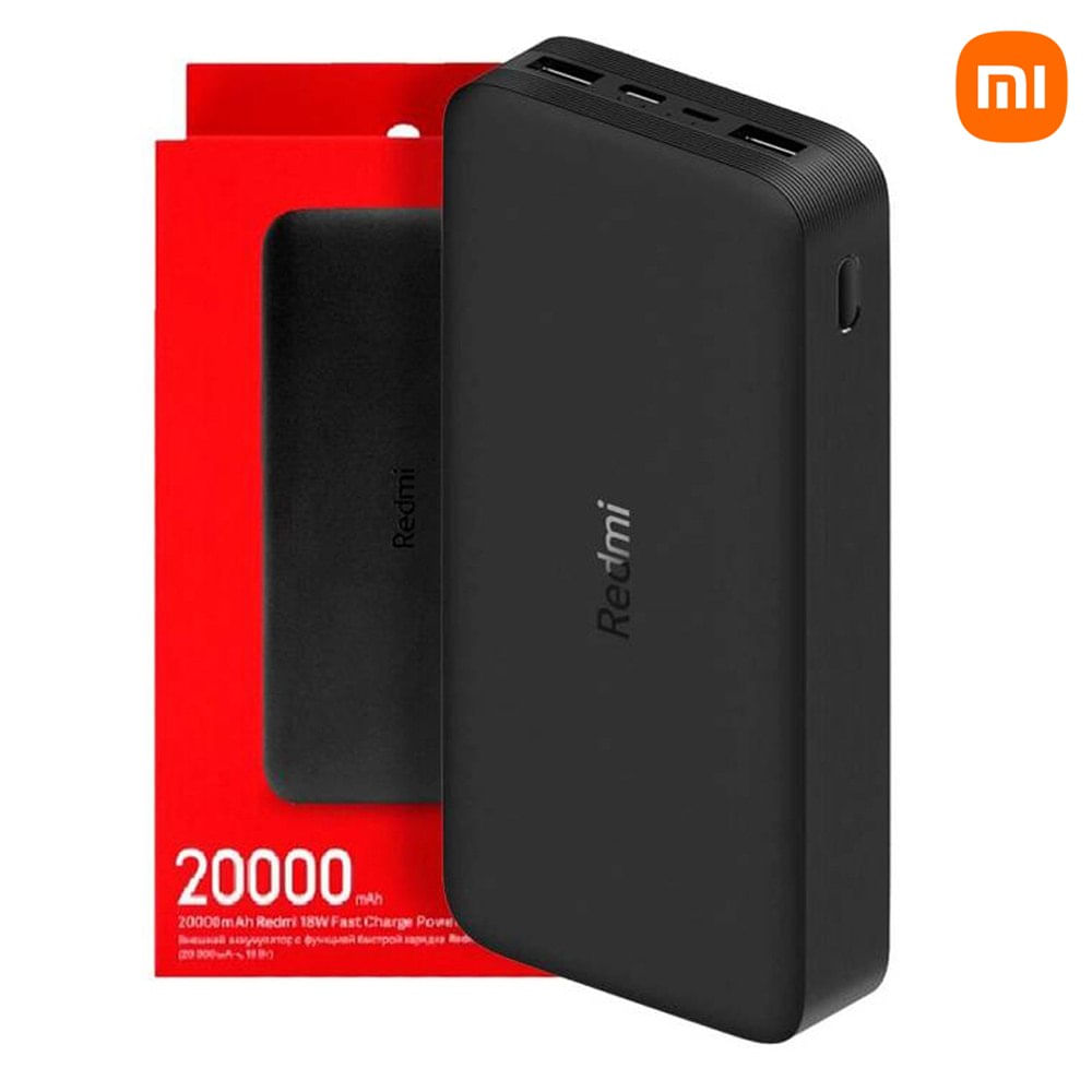 Cargador Batería Portátil Power Bank Xiaomi Redmi 20000 mAh 18W Carga Rápida Negro