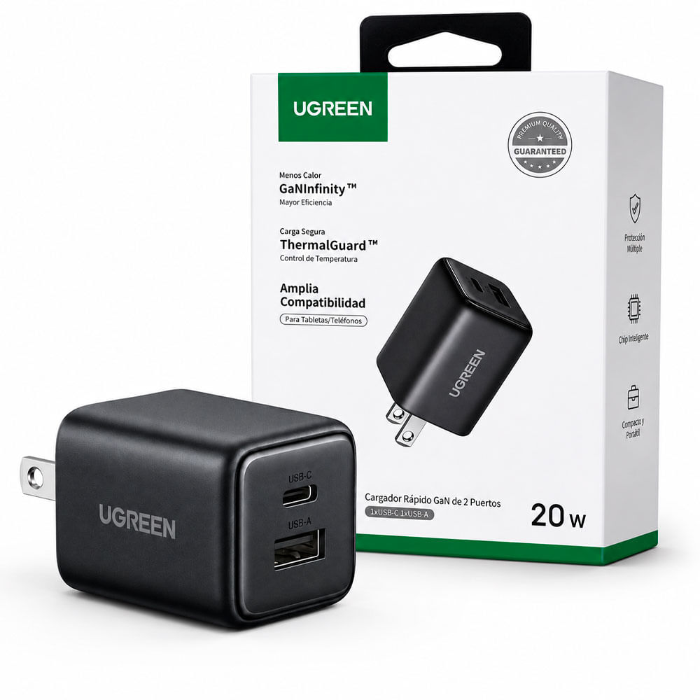 UGREEN X514 Cargador 20W Dual USB-C USB-A Carga Rápida