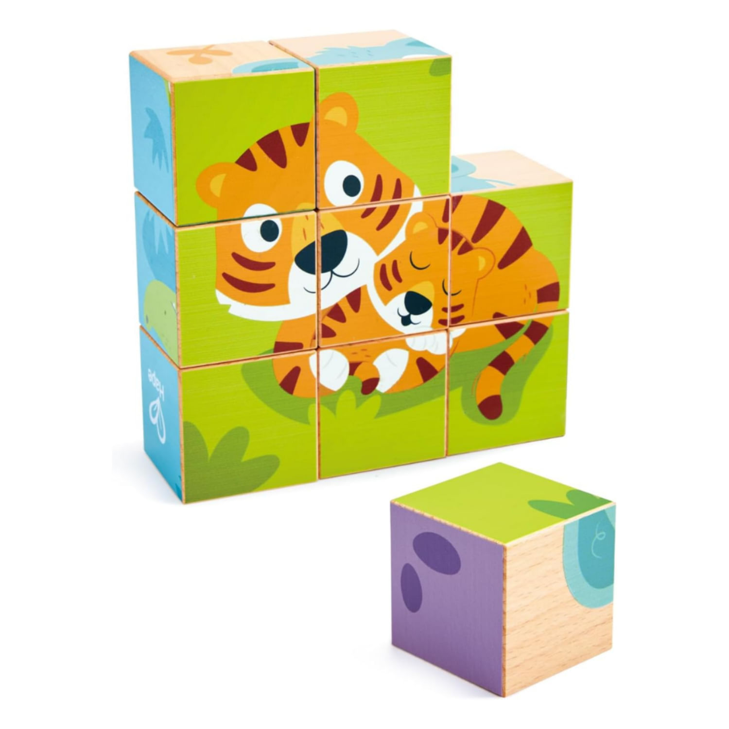 Rompecabezas De Cubos De Madera Modelo Animales Salvajes