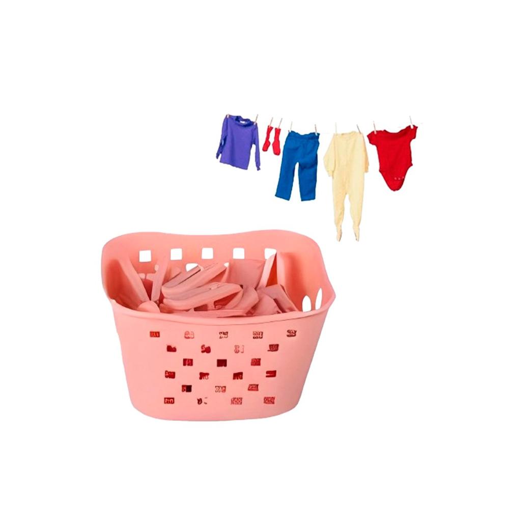 Canasta Cuadrada con Ganchos para Ropa Rosado Claro para Guardar Prendas Y Regalo Sticker