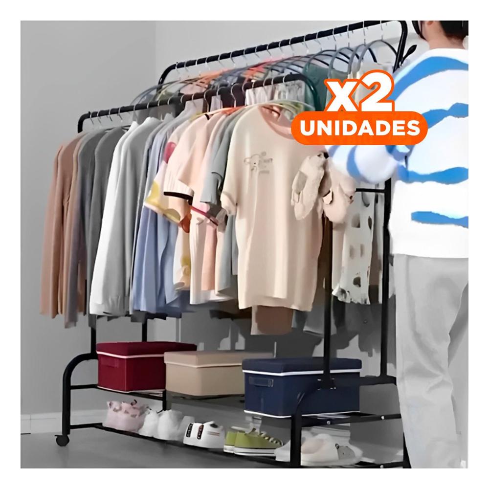 Pack2 Repisa Moderna con Colgador Doble y Ruedas Negro para Cocina y Sala Y Papel Regalo