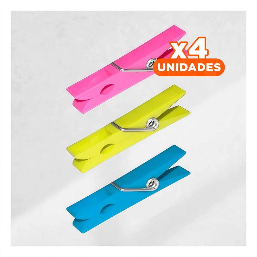 Pack4 Colgadores de Plastico Multicolor 24pcs para Secado Facil Y Regalo Sticker