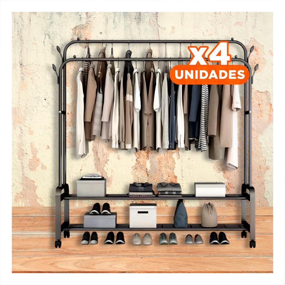 Pack4 Mueble Organizador para Cocina con Colgador Doble y Ruedas Negro Y Regalo Sticker