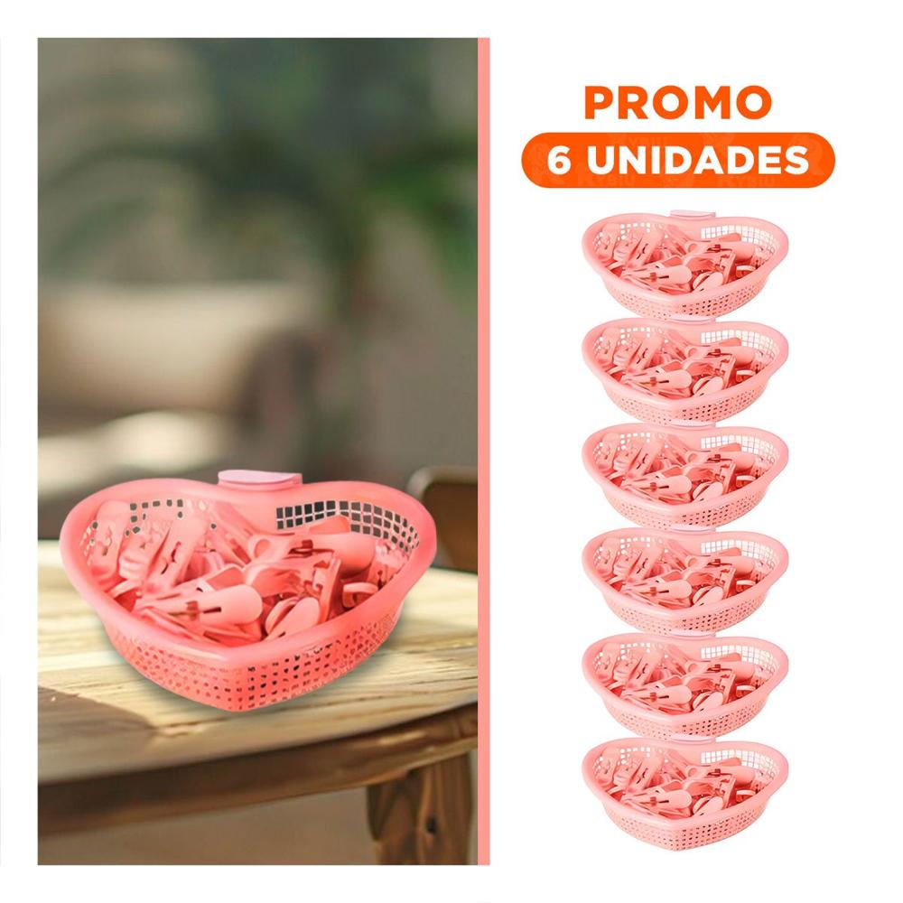 Pack6 Accesorio Compacto Rosado Claro en Forma de Corazon para Ganchos de Ropa Y Regalo Sticker