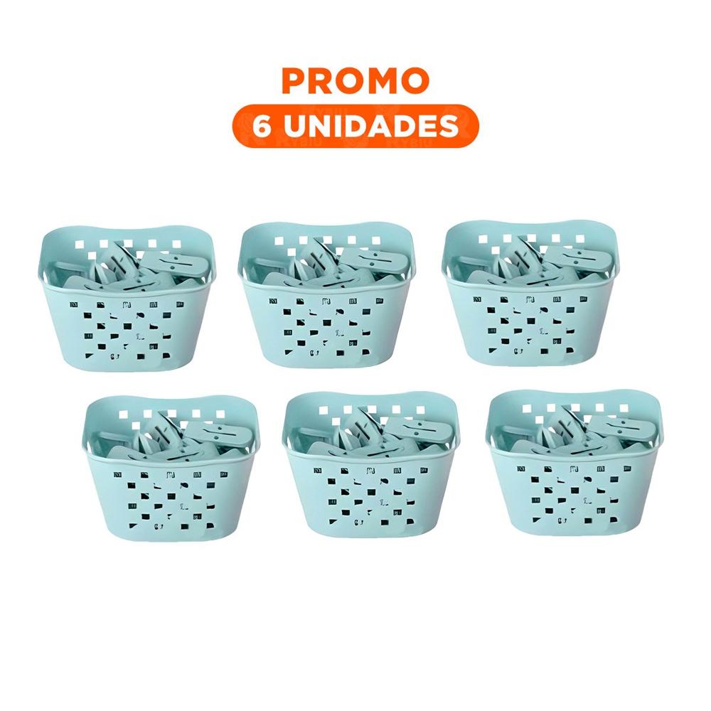 Pack6 Accesorio Cuadrado con Ganchos Verde Claro para Lavar Ropa Y Regalo Sticker