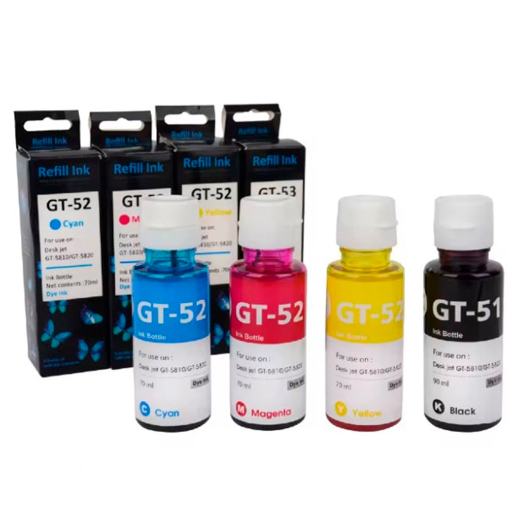 Kit Tinta Compatible gt52gt53 para Impresoras HP SmartTank GT5810 -115- 315- 318- 455