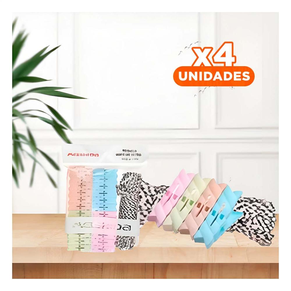 Pack4 Soporte de Ropa y Cuerda Multicolor para Mantener Todo en Orden Y Regalo Sticker