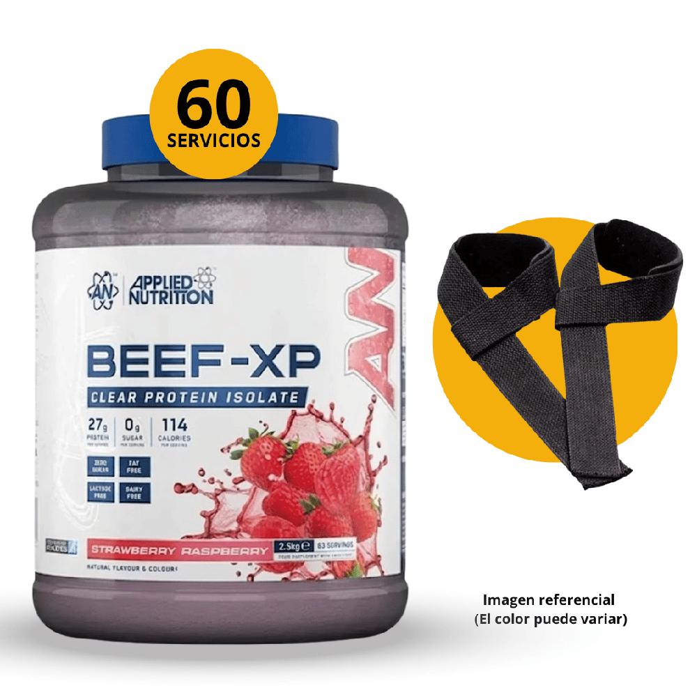 BEEF-XP 1.8KG BEEF PROTEIN SABOR FRESA Y FRAMBUESA CON STRAPS