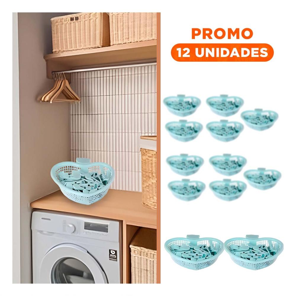 Pack12 Soporte Resistente Verde Claro Diseño de Corazon para Guardar Ganchos