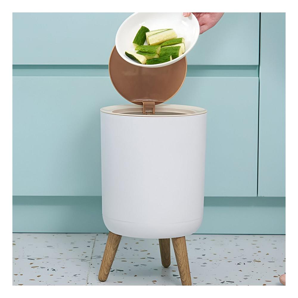 Basurero con Tapa Push y Patitas para Uso Diario en Hogar y Espacios de Casa Y Papel Regalo