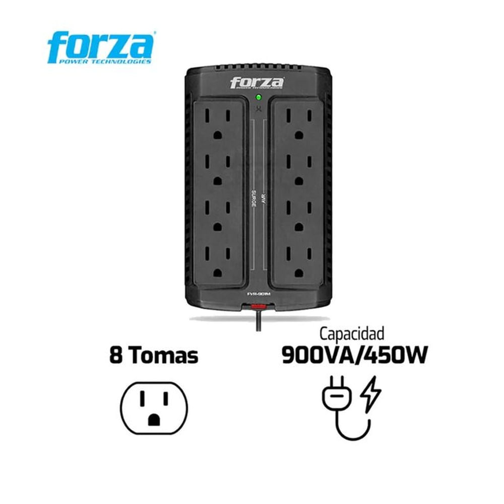 ESTABILIZADOR FORZA FVR-902 900VA/450W 220VA 8 Negro