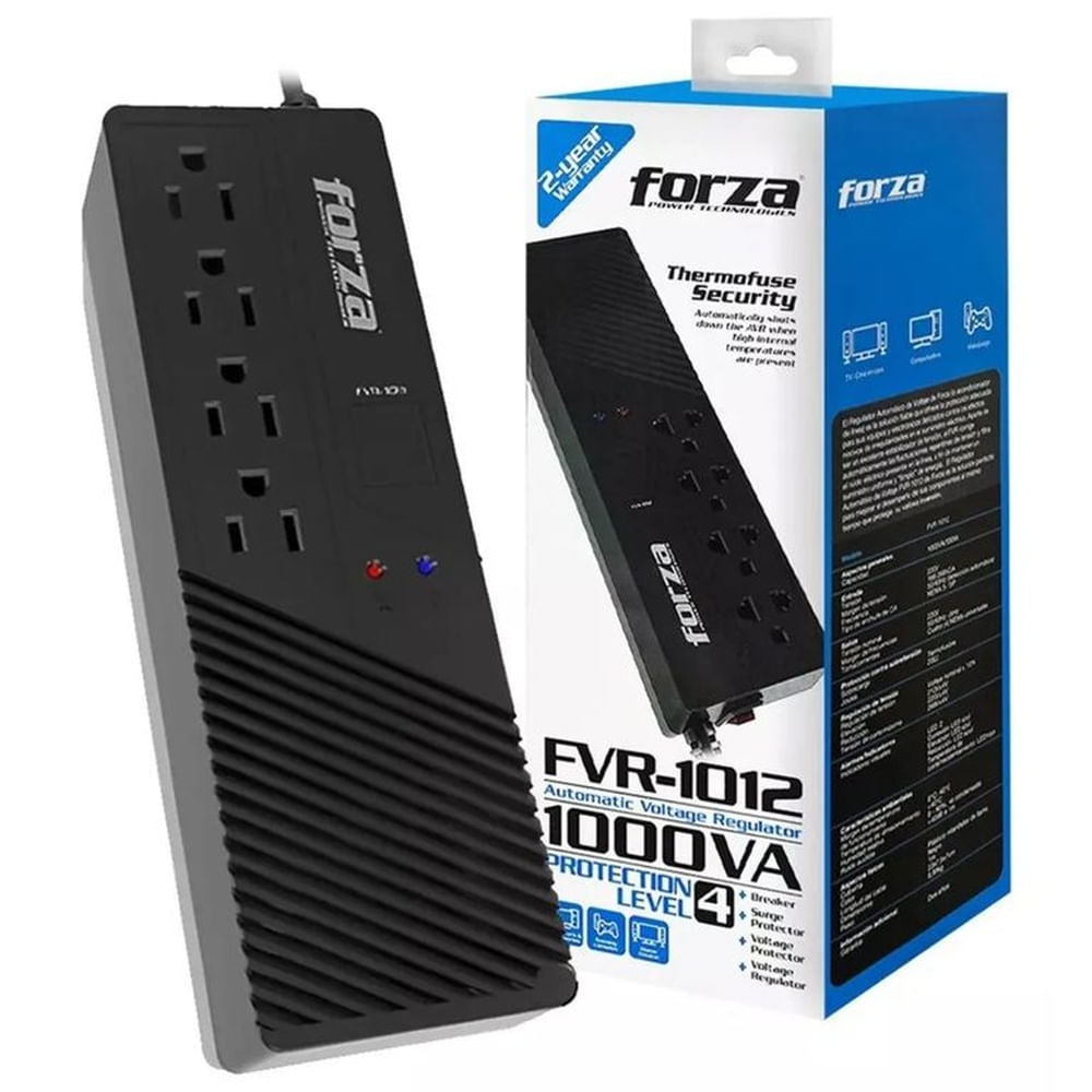 ESTABILIZADOR FORZA FVR-1012 1000VA 500W 220V Negro
