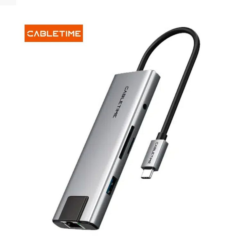 HUB USB-C 9 EN 1 CON JACK DE AUDIO ETHERNET DE CARGA HDMI 4K CABLETIME