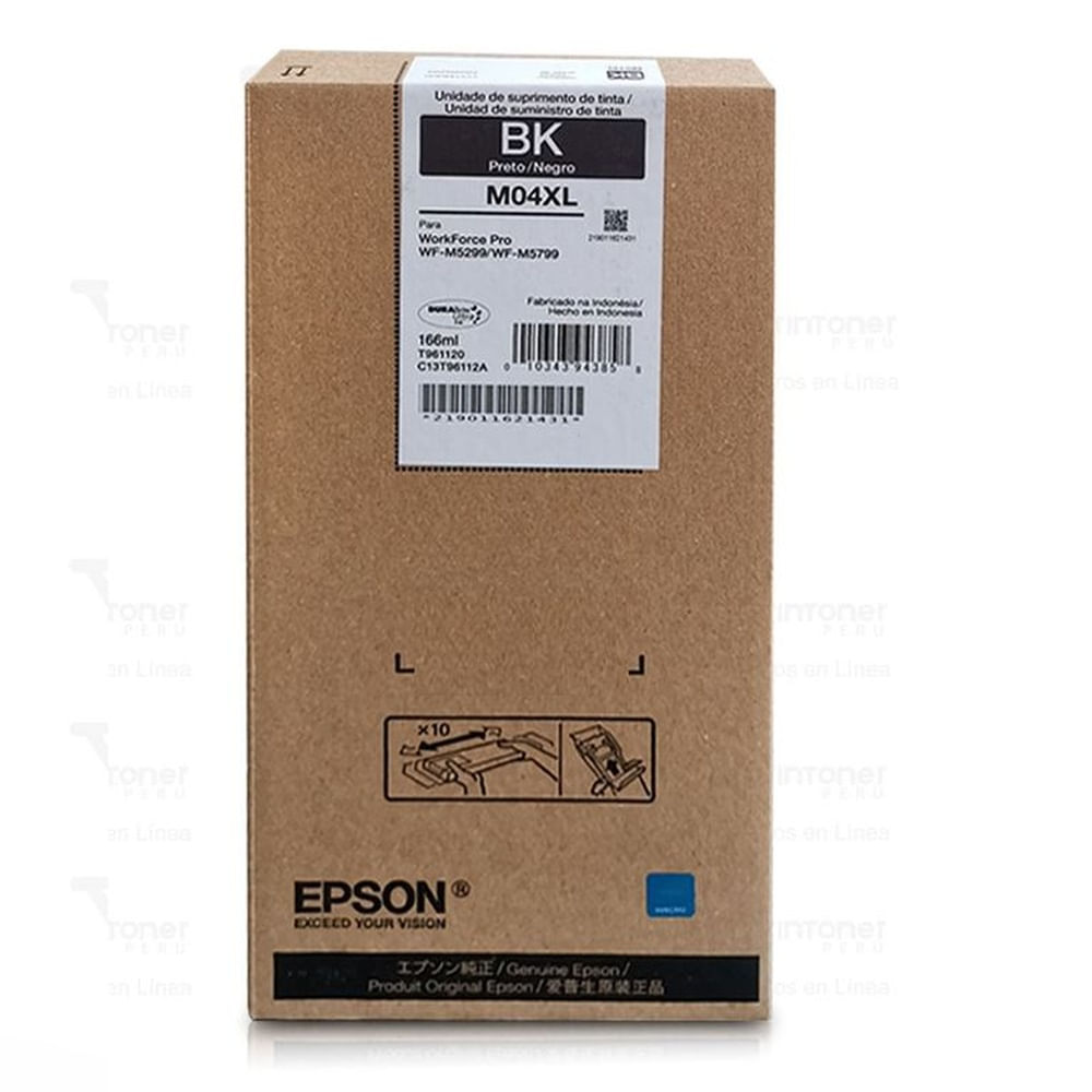 Tinta Epson T961 Negro M04XL WorkForce WF-M5299, WF-M5799 Original - 166ml