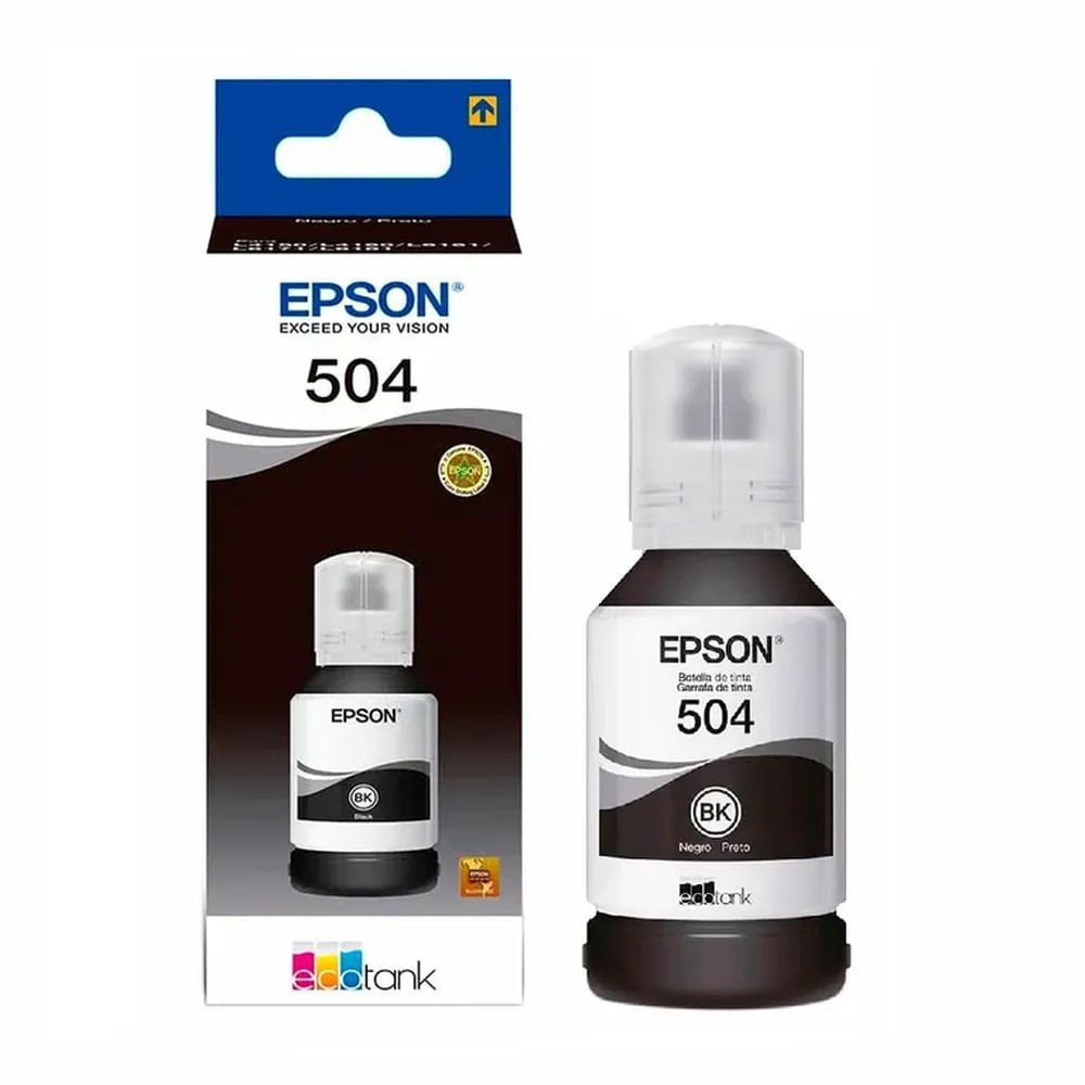 Tinta Epson T504 Negro EcoTank L14150, L6270, L4370, L6370 Original - 127ml
