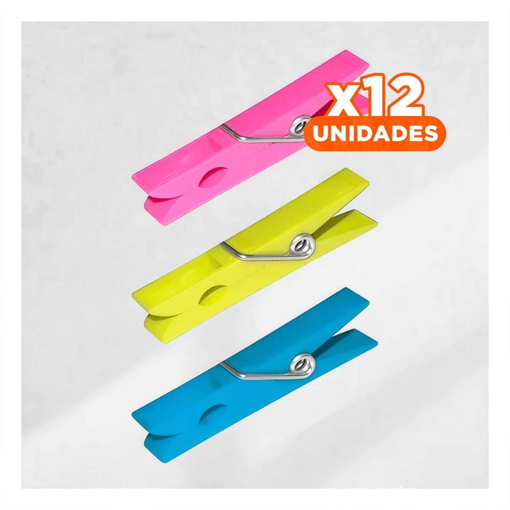 Pack12 Ganchos Plastico Coloridos 24 Unidades para Orden en Lavanderia Y Papel Regalo