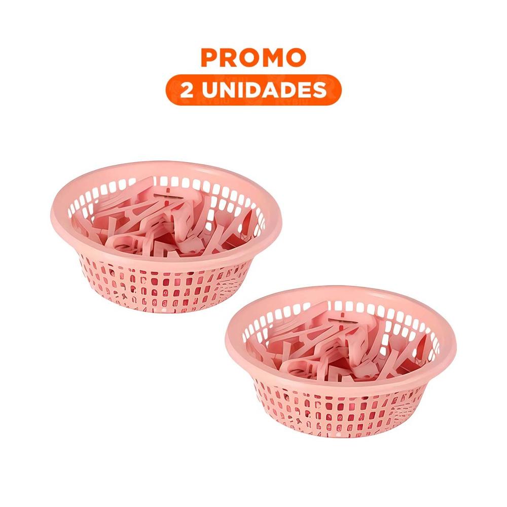 Pack2 Contenedor Versatil Rosado Claro Redondo para Ganchos Facil de Colocar Y Regalo Sticker