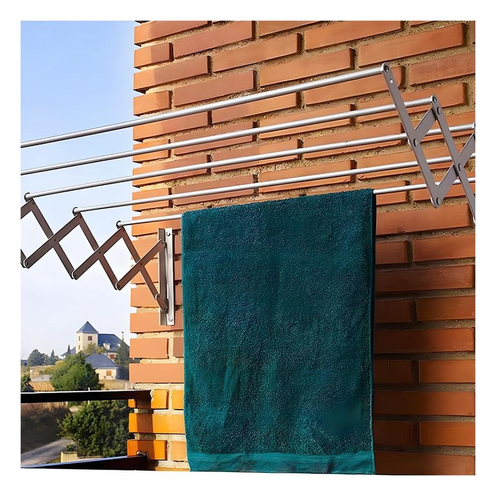 Tendedero Plegable Acordeon Plateado 5 Barras 80cm para Uso en Casa Y Papel Regalo