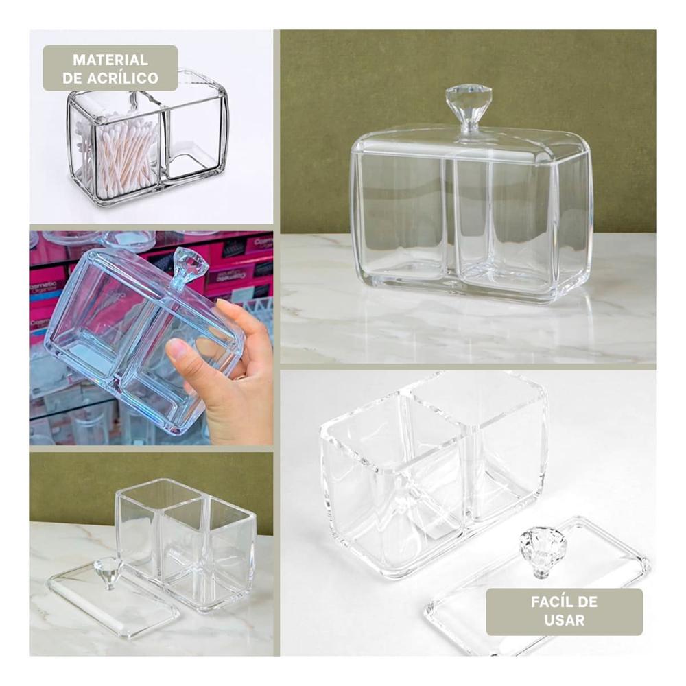 Cofre acrilico 2 divisiones con tapa transparente para almacenar accesorios Y Ligas Regalo