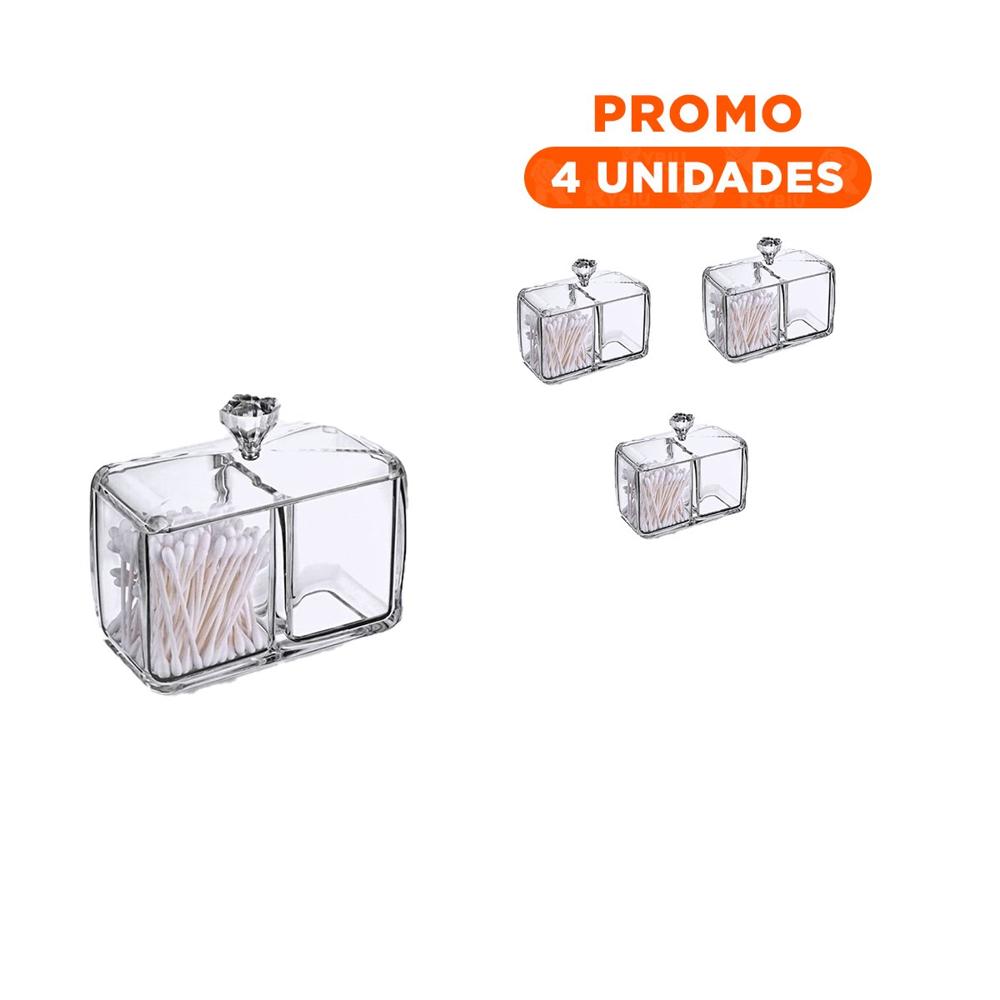 Pack4 Caja acrilica 2 divisiones con tapa transparente facil de limpiar y usar en hogar