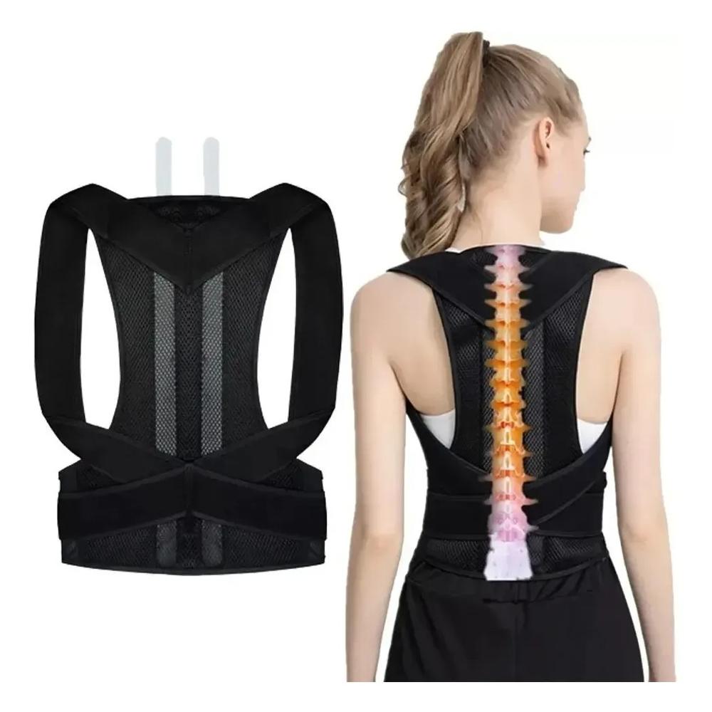 CORRECTOR DE POSTURA DOBLE AJUSTE SOPORTE PARA LA ESPALDA UNISEX TALLA STANDAR COLOR NEGRO