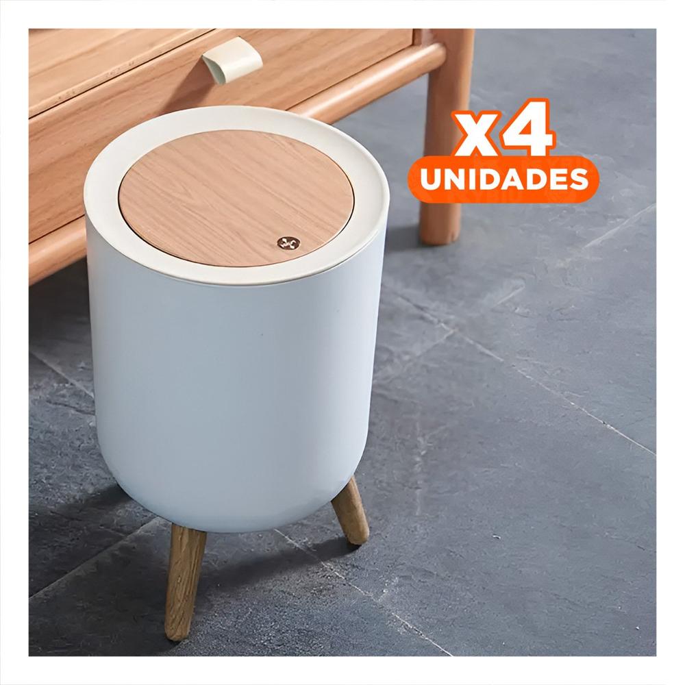 Pack4 Contenedor Practico de Basura con Tapa Push y Patitas para Uso Domestico Y Papel Regalo
