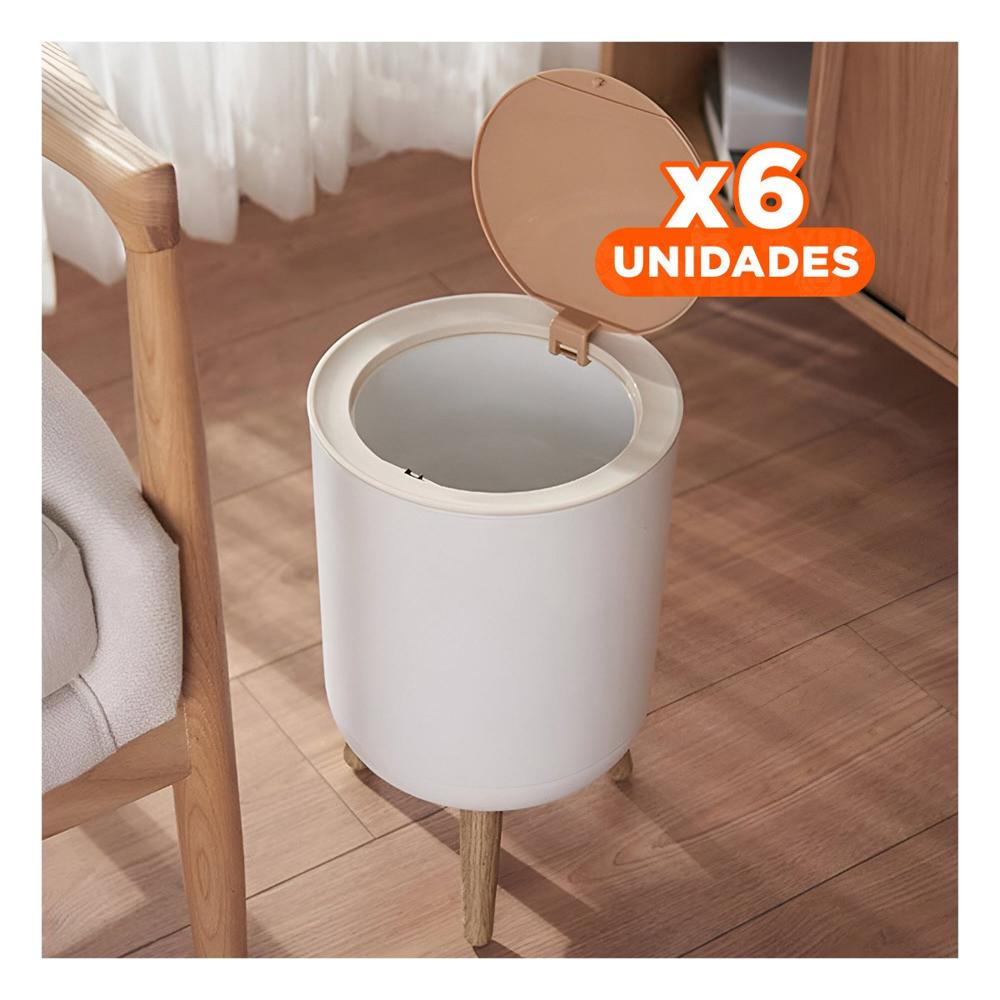 Pack6 Basurero Moderno con Tapa Push y Patitas para Cocina del Hogar