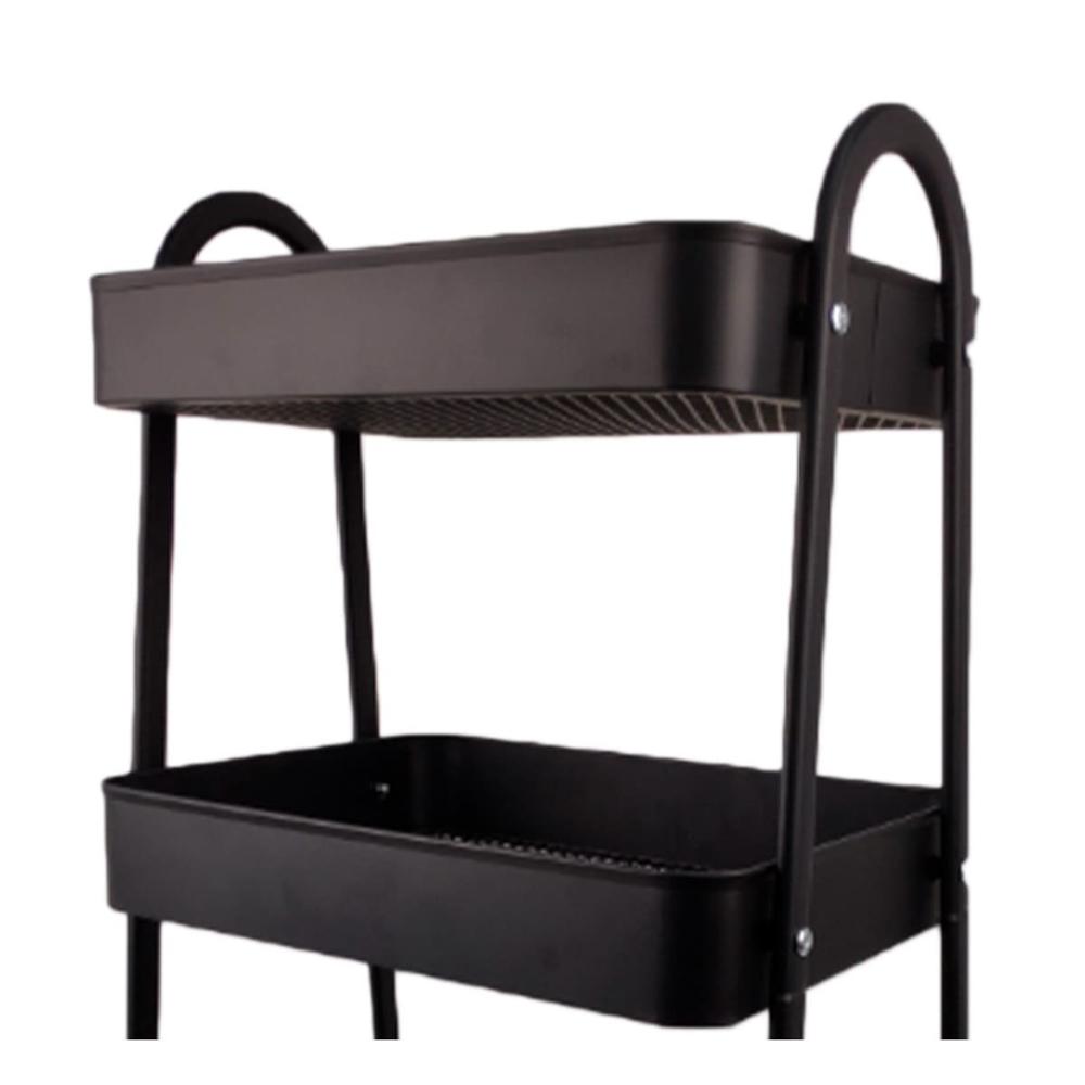 Repisa carrito 3 niveles con ruedas y asas metal negro para ordenar espacios Y Regalo Sticker