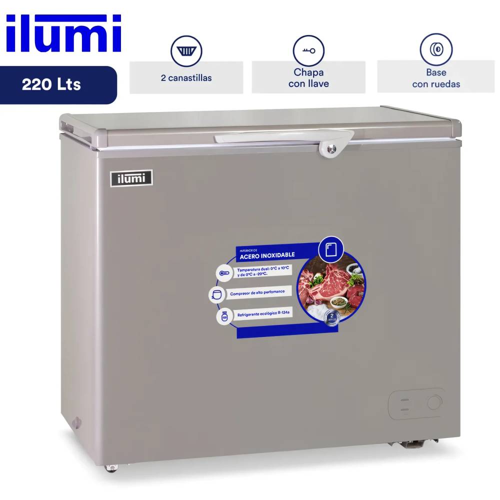 CONGELADORA DUAL ILUMI 220 LITROS TFI-2200DG GRIS