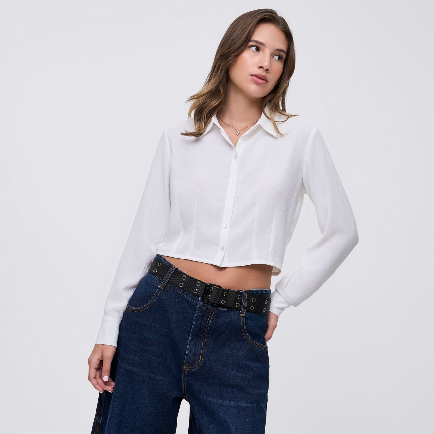 Blusa Mujer Pinzas Hypnotic Manga Larga Blanco S